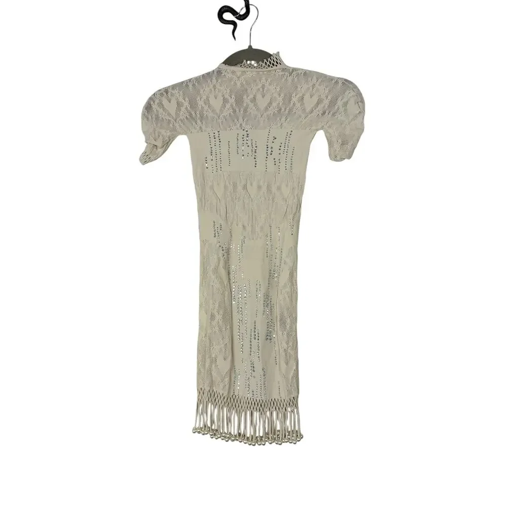 Poster Girl Yemaya Fringe Dress Lace Embellished Party Festival Boho One Size